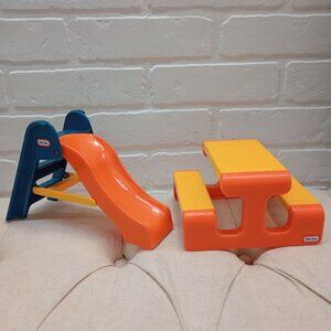 Little Tikes Dollhouse Outdoor Furniture Slide & Picnic Table Vintage